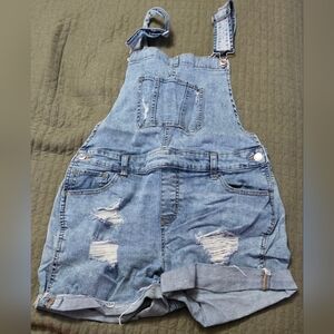 Maurices Blue Jean Shorts Overalls